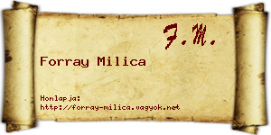 Forray Milica névjegykártya